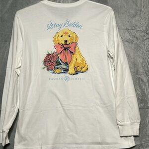 Lauren James Long Sleeve golden retriever Graphic t shirt sz L